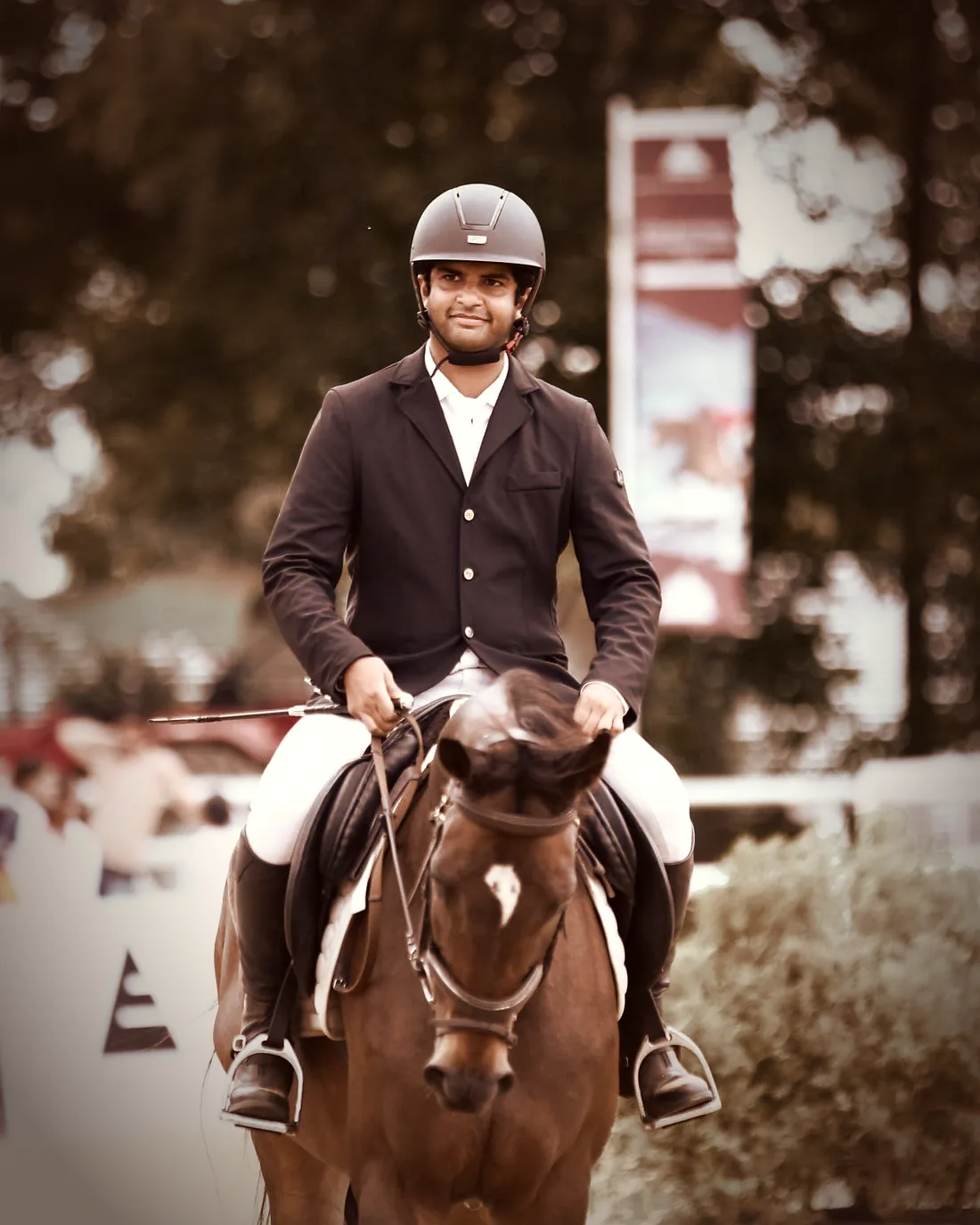 Kalidindi Vivek Varma, founder and director of Kings Equestrian, mounted